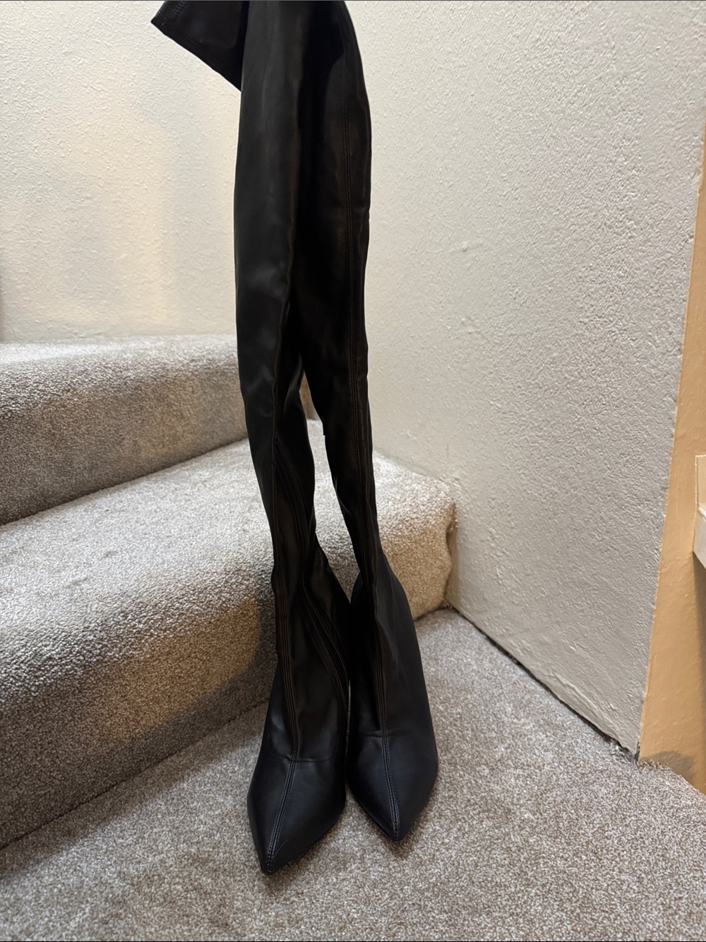 Liliana Black Over-the-Knee Pointed Toe Boots